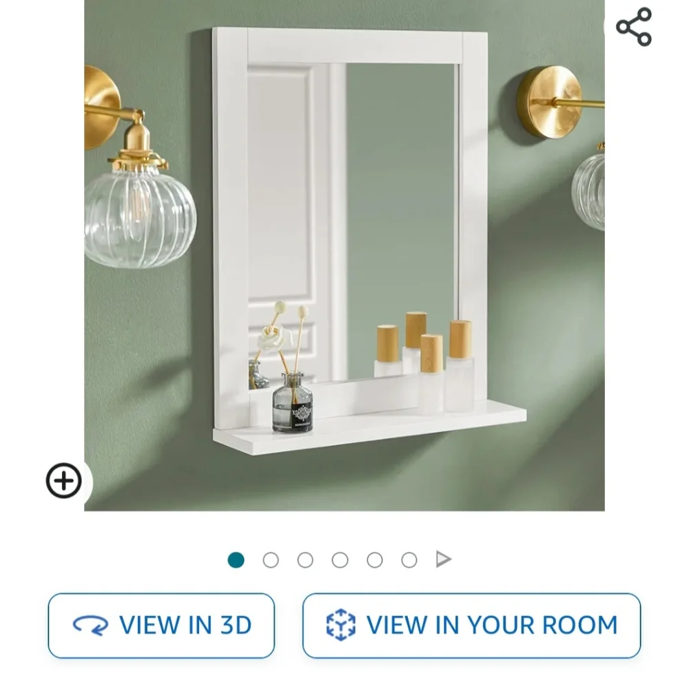 Haotian White Wall Mounted BathroomMirror with Shelf
